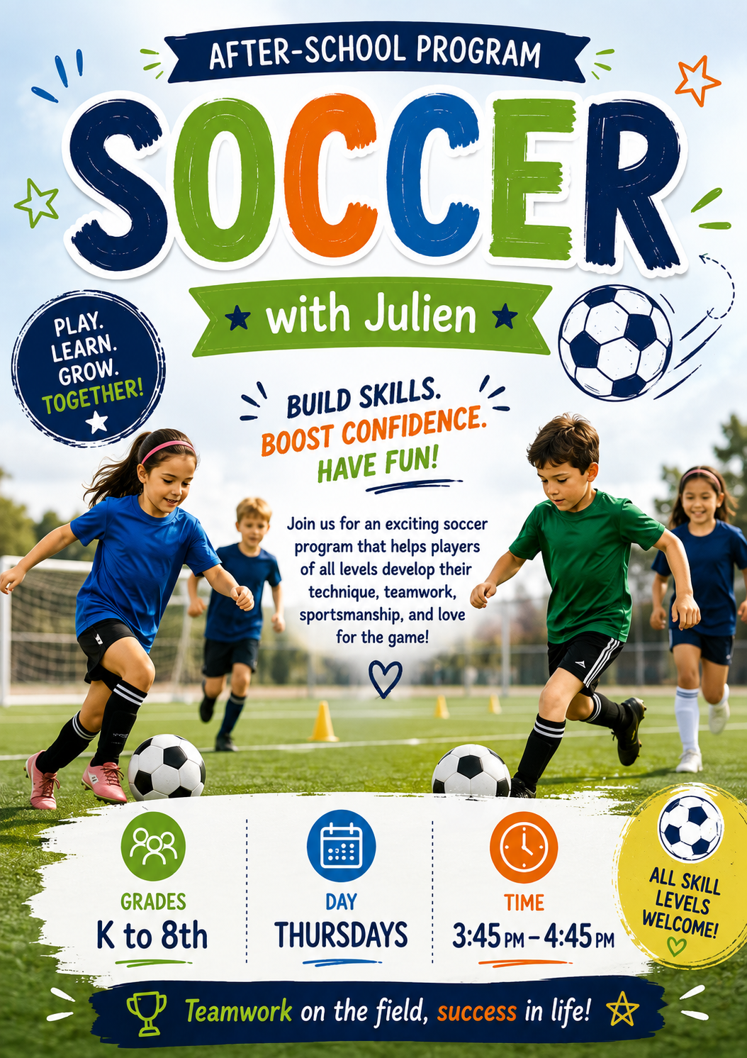 Fall 26 Soccer with Julien (KG and up)